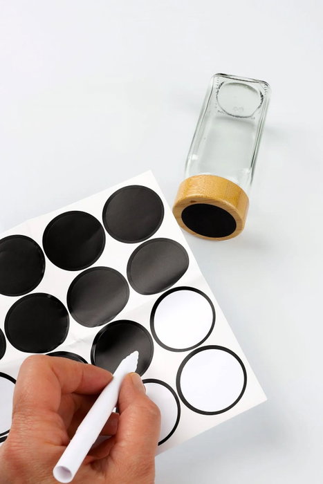 Hermia Set 6 Tarros de Vidrio para Especias 80 ml Cada Uno Transparente Apto Lavavajillas